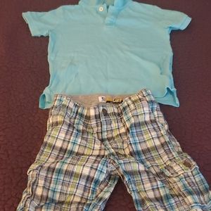 Plaid shorts with polo shirt